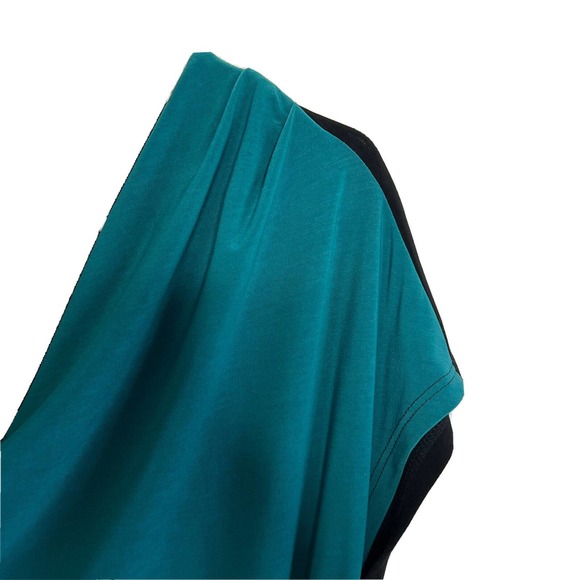 KOMAROV Dress Medium Color Block Jersey Knit Sheath Dress Asymmetric Ruched n11 - Picture 4 of 9